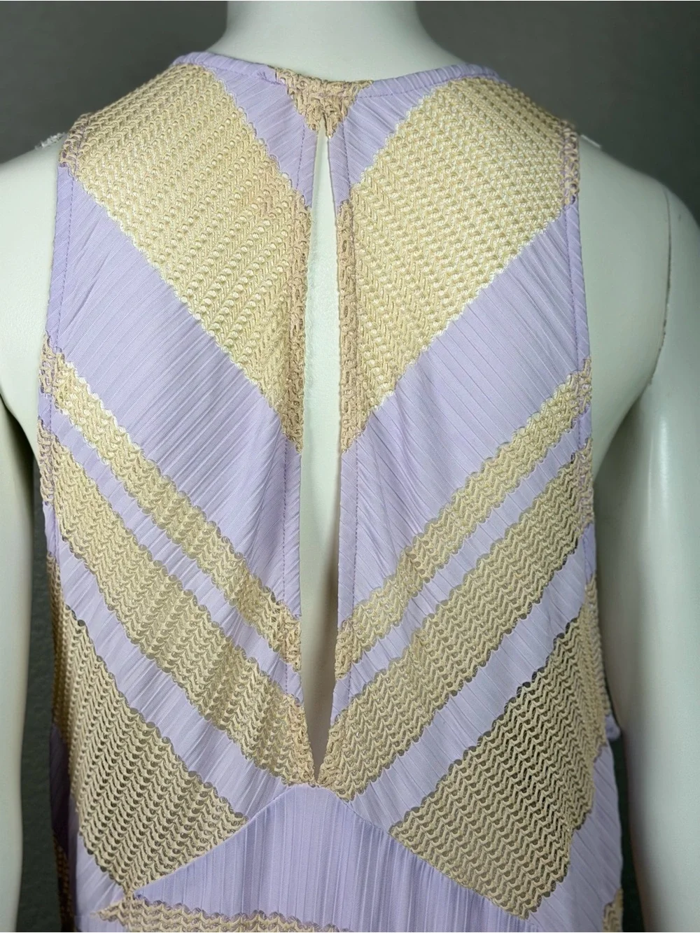 NWT Free People Adrien Striped Midi Dress Lavender Beige Size Large